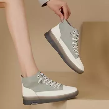 Классические белые туфли на плоской подошве из кожи с высоким верхом 35 чёрный