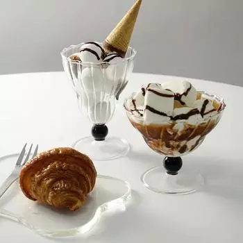 Классические бокалы для вечеринок, винтажная стеклянная посуда, стеклянная чашка в полоску, чашка для мороженого в полоску