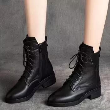 Классические ботильоны, осенняя женская обувь, ботинки челси на низком каблуке, новые туфли из искусственной кожи, женские, большой размер 41, зимние ботинки 35
