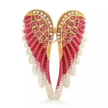 Классические броши-булавки в виде крыльев ангела со стразами 3 цвета, сверкающие ювелирные украшения, подарочные перья, дизайнерские броши красный