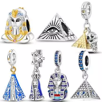 Классические бусины из стерлингового серебра 925 пробы, Египетская пирамида, королева, очаровательные бусины, подходят для браслета для детей, для женщин, изготовление ювелирных изделий своими руками, серебряный подарок