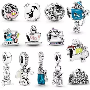 Классические бусины из стерлингового серебра S925 Herocross, подвески, подходят для оригинального браслета для женщин, ювелирные изделия своими руками, шляпа, чашка, подвески