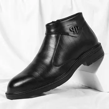 Классические черные мужские кожаные ботинки, деловые повседневные туфли с высоким верхом, мужские высококачественные ботинки на молнии, мужские botas para hombre 39
