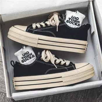 Классические черные мужские парусиновые туфли, удобные низкие мужские кроссовки на платформе, на шнуровке, на плоской подошве, вулканизированные туфли для мужчин, мужские туфли Chaussure Hommes 39