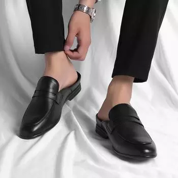 Классические черные мужские полуботинки из натуральной кожи для мужчин, повседневная дизайнерская обувь, модные мокасины, роскошные мягкие тапочки 2024 38 чёрный