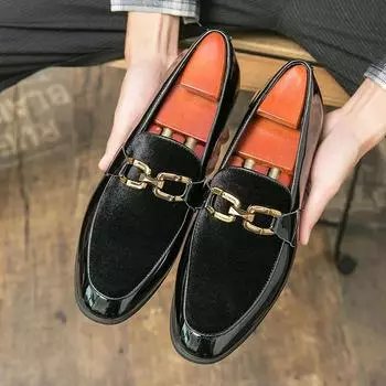 Классические черные мужские туфли, размер 38-46, блестящие кожаные свадебные туфли, мужские мокасины с острым носком, мужская обувь Zapatos Hombre 38