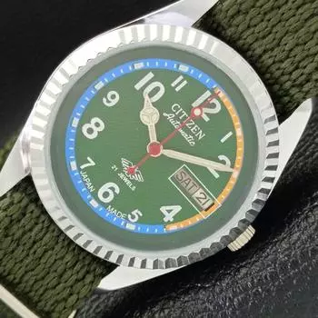 КЛАССИЧЕСКИЕ CITIZEN АВТОМАТИЧЕСКИЕ ВОССТАНОВЛЕННЫЕ ЯПОНСКИЕ МУЖСКИЕ ЧАСЫ С ЗЕЛЕНЫМ ЦИФЕРБЛАТОМ a426201-2 RL620c-a426201