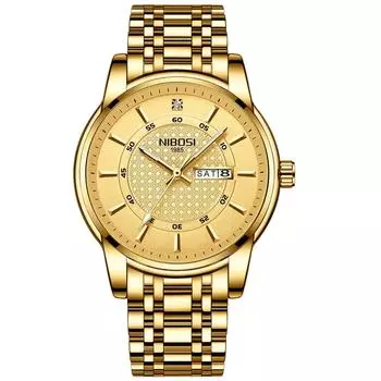 Классические деловые наручные часы из нержавеющей стали с золотым покрытием, водонепроницаемые, аналоговые, стильные, с металлическим ремешком, повседневные, с указанием даты, дня недели, флуоресцентные часы для