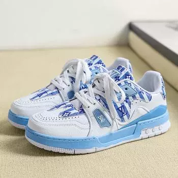 Классические дизайнерские кроссовки мужские из высококачественной кожи класса люкс для скейтбординга модные синие повседневные кроссовки на платформе для женщин 37