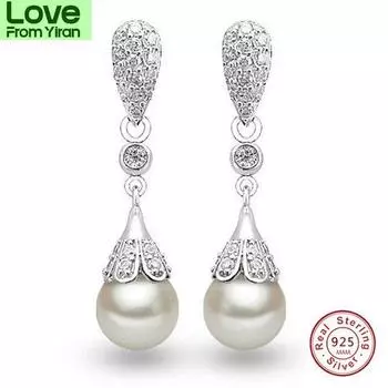 Классические длинные серьги-капли из стерлингового серебра 925 пробы с прозрачным кристаллом, свадебные украшения для женщин оптом