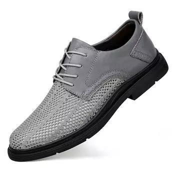 Классические дышащие оксфорды для мужчин, туфли на плоской подошве, мокасины, мужская деловая обувь 36 серый
