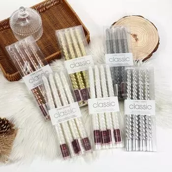 Классические европейские длинные стержни с красочной нитью, свечи для дома, романтический ужин при свечах, свадебные бездымные свечи, оптовая продажа, трансграничная продажа чёрный