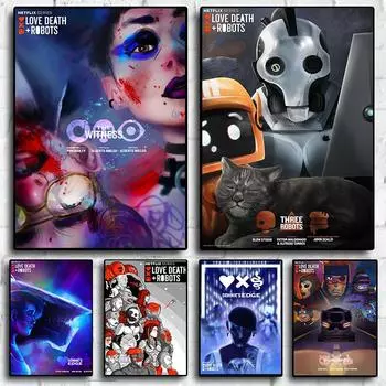 Классические европейские и американские фильмы «Любовь, смерть и роботы», картины для комнаты, гостиная, холст, живопись, домашний декор, принт, постер 21x30cm No Frame