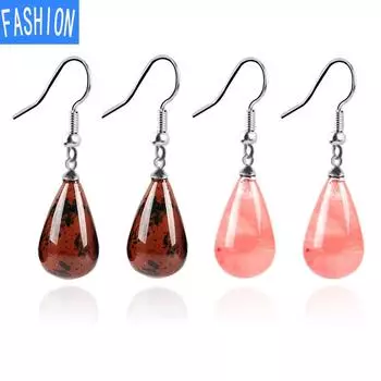 Классические европейские и американские серьги в форме капли воды в форме груши, женские серьги с натуральными полудрагоценными камнями и кристаллами, 14 смешанных цветов clearcrystal