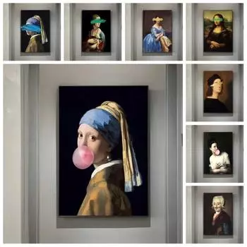 Классические европейские женские картины на холсте, девушки, дующие пузырьки, постеры и принты, настенная картина для гостиной, настенный декор, Cuadros 21cm30cm NoFrame