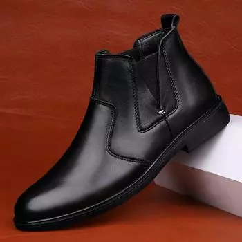 Классические фирменные мужские туфли из натуральной кожи, зимние хлопковые высокие туфли, мужские деловые короткие ботинки, высококачественная мягкая подошва 37