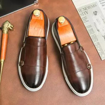 Классические фирменные мужские туфли из натуральной кожи, деловые туфли в британском стиле, мужские банкетные туфли высокого класса, мужские мокасины 38 чёрный