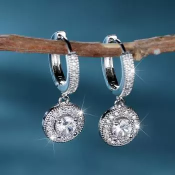 Классические геометрические круглые серьги-подвески серебряного цвета, женские повседневные серьги, аксессуары белый