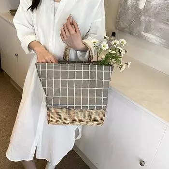 Классические и модные соломенные плетеные сумки, сумки, сумки для покупок, корзины для покупок, нишевые модели, подходящие для всех женщин.