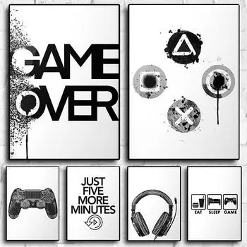 Классические игры с буквами геймпад, скандинавское искусство, домашний Настенный декор, картинки для игровой комнаты, гостиная, холст, живопись, печать, постеры, подарок 21x30cm No Frame
