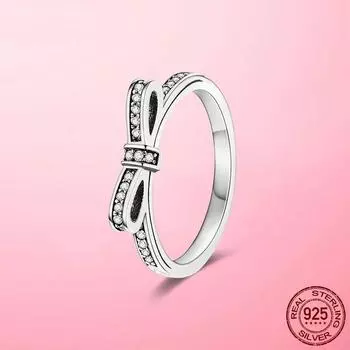 Классические кольца-бантики из стерлингового серебра 925 пробы женские кольца для женщин обручальное кольцо оригинальные модные ювелирные изделия из серебра 925 пробы 6