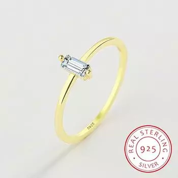 Классические кольца из стерлингового серебра 925 пробы со сверкающим прозрачным цирконом золотого цвета для женщин, свадебные и помолвочные изысканные женские украшения 6 золотой