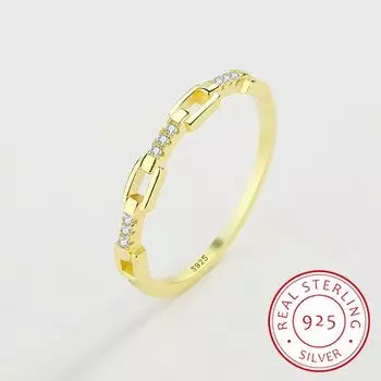 Классические кольца из стерлингового серебра 925 пробы для женщин, модные золотые кольца с цирконом с вырезом, свадебные новогодние украшения, кольца для вечеринок 6 золотой