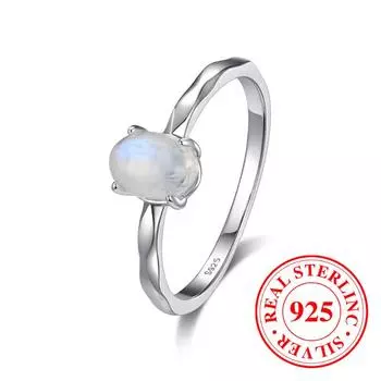 Классические кольца из стерлингового серебра 925 пробы с лунным камнем для женщин и девочек, роскошные украшения с четырьмя когтями в подарок для влюбленных 6