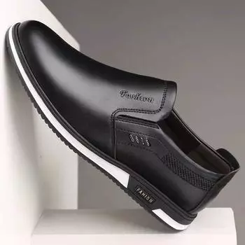 Классические кожаные туфли для мужчин Туфли с острым носком Деловые мужские деловые туфли Мужские свадебные туфли Лоферы Мужская обувь 39 чёрный