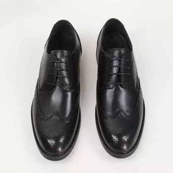 Классические кожаные туфли мужские деловые кожаные дышащие туфли-дерби в ретро-британском стиле Brock Carved Мужская обувь высокого класса 38 чёрный