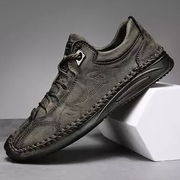 Классические кожаные туфли, мужские повседневные кроссовки, уличная мужская обувь ручной работы, кожаные мокасины, мужская обувь на плоской подошве 38 коричневый