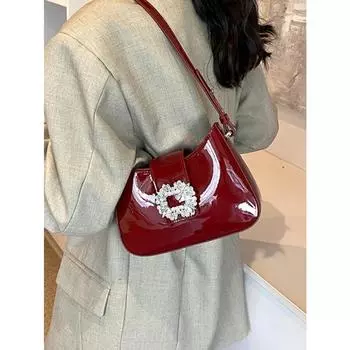 Классические красные женские свадебные сумки, модные лакированные кожаные сумки через плечо, однотонные женские сумки