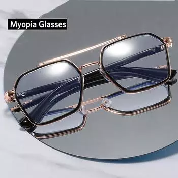 Классические квадратные женские оптические очки с защитой от синего света, модные металлические очки в оправе, мужские очки по рецепту, очки для близорукости, компьютерные -0.5 чёрный/золотой