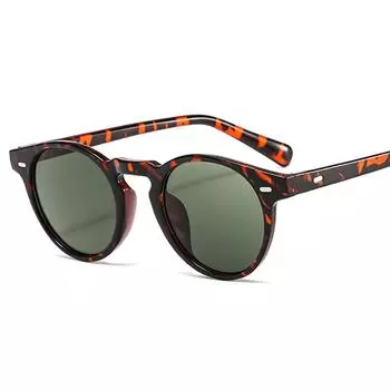 Классические леопардовые винтажные солнцезащитные очки женские мужские круглые солнцезащитные очки «кошачий глаз» женские солнцезащитные очки в маленькой оправе в стиле ретро женские оттенки чёрный/белый
