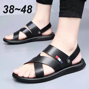 Классические летние мужские сандалии 2024 года из натуральной коровьей кожи, уличные тапочки ручной работы для мужчин, пляжные дизайнерские кроссовки, повседневная обувь 40