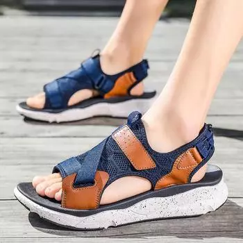 Классические летние мужские сандалии, модные пляжные сандалии большого размера, новые дышащие повседневные сандалии на плоской подошве, мужские уличные нескользящие забродные туфли 39