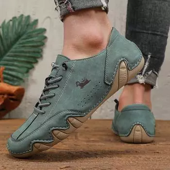 Классические лоферы, модная прочная искусственная кожа, водонепроницаемая, нескользящая, повседневная обувь для прогулок на открытом воздухе, размер 36-48, обувь на шнуровке 36 черный коричневый