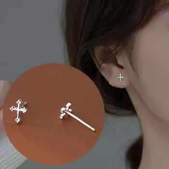 Классические маленькие серьги-гвоздики для пирсинга креста для женщин, молодежные вечерние, богемные, уникальные, популярные, изящные ювелирные украшения