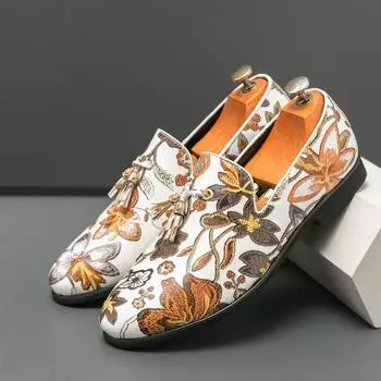 Классические модные мужские туфли с принтом, большой размер 46, кожаные туфли с острым носком, мужские повседневные туфли для вечеринок Zapatos De Hombre 38