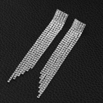 Классические модные популярные серьги женские роскошные сверкающие бриллиантовые кисточки преувеличенные серьги свадебные аксессуары серебряный