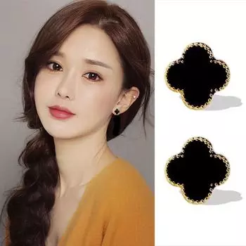 Классические модные противоаллергенные серьги с четырьмя листами клевера, элегантные ювелирные изделия для женщин, подарок золотой