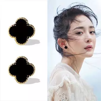 Классические модные противоаллергенные серьги с четырьмя листами клевера, элегантные ювелирные изделия для женщин, подарок золотой