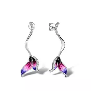 Классические модные женские серьги, красочные серьги с хвостом русалки, длинные серьги с кисточками, ювелирные изделия ручной работы с эмалью, женские вечерние подарки фиолетовый