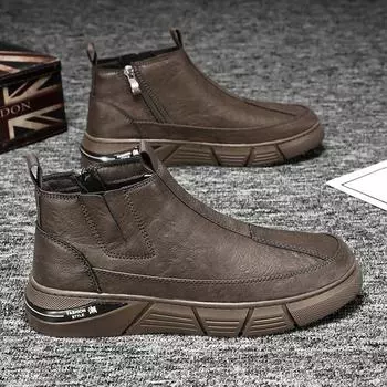 Классические мужские ботильоны, модные, мотоциклетные, водонепроницаемые, кожаные, на молнии, ботинки Челси, британские, деловые, весенние, ботинки 39 коричневый