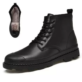 Классические мужские ботинки Zapatos De Hombre Теплые мужские ботинки Зимняя модная обувь Мужской дизайн Кожаные удобные мотоциклетные ботинки Большой размер 47 37