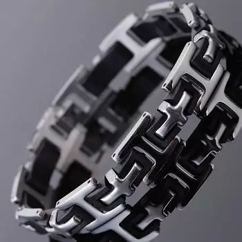 Классические мужские браслеты с крестом из нержавеющей стали 316L и силиконовый браслет для мужчин Мужские украшения Дружба Мужские браслеты на руку Mannen Armband 18.5CM чёрный