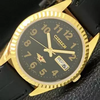 КЛАССИЧЕСКИЕ МУЖСКИЕ ЧАСЫ JAPAN CITIZEN 8200 АВТОМАТИЧЕСКИЕ ВОССТАНОВЛЕННЫЕ С ЧЕРНЫМ ЦИФЕРБЛАТОМ a426139-2 RL-a426139