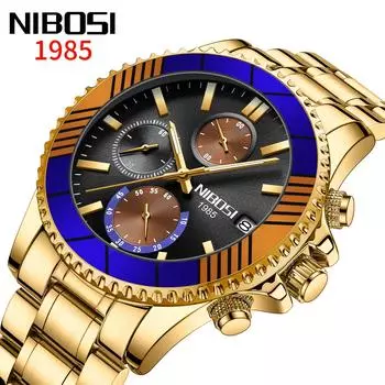 Классические мужские часы NIBOSI, светящиеся в темноте, водонепроницаемые, многофункциональные, спортивные кварцевые часы с хронографом