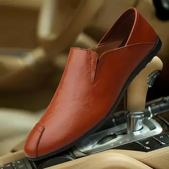 Классические мужские деловые туфли из натуральной кожи, мокасины ручной работы, обувь для отдыха и вождения, универсальные туфли для ходьбы, без застежек 36 чёрный