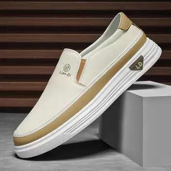 Классические мужские дышащие мокасины из кожи, модные туфли для вождения, мужские универсальные туфли без застежек, удобные туфли на плоской подошве для активного отдыха 39 чёрный